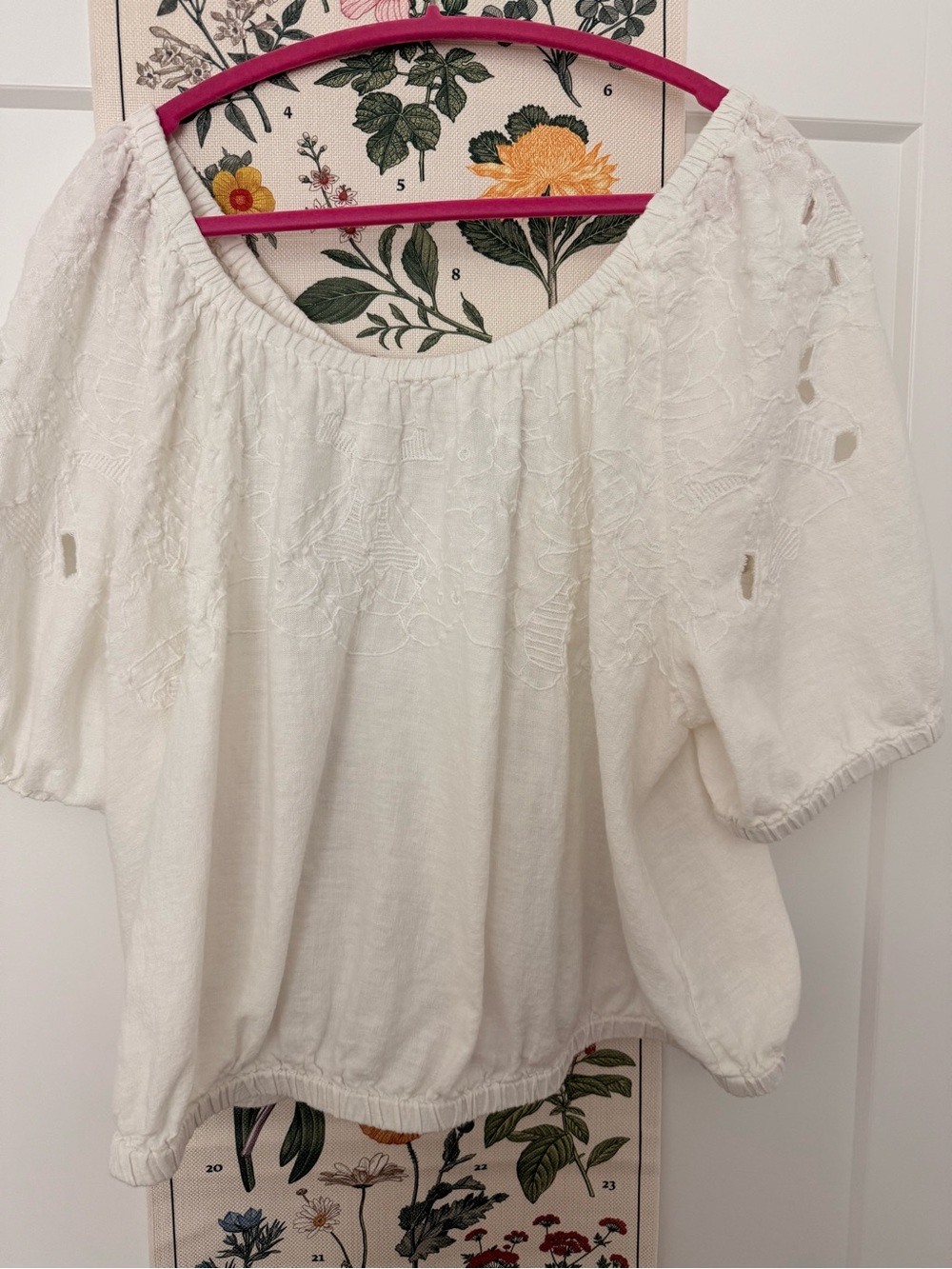 Universal Thread White Embroidered Off-Shoulder Peasant Top
